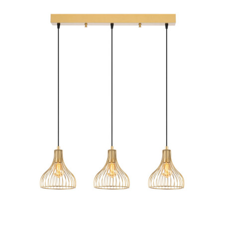 Suspension Luminaire en métal doré - 70 x 20 x H 117 cm - 3 x E27 Max 40W - IP20