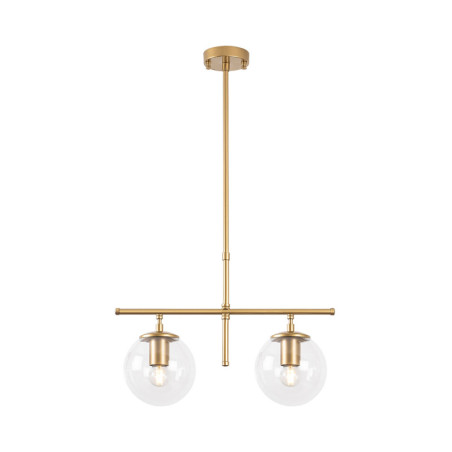 Suspension Luminaire en métal doré avec verre - 52 x 15 x H 36-76 cm - Hauteur réglable - 2 x E14 Max 40W - IP20