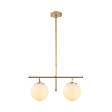 Suspension Luminaire en métal doré avec verre - 52 x 15 x H 36-76 cm - Hauteur réglable - 2 x E14 Max 40W - IP20