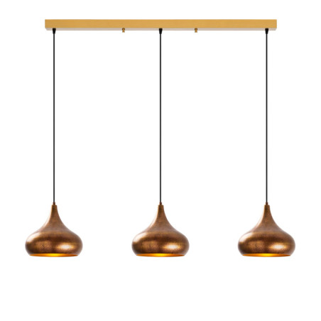 Suspension Luminaire en métal finition vintage - 140 x 30 x H 38-126 cm - Hauteur réglable - 3 x E27 Max 40W - IP20