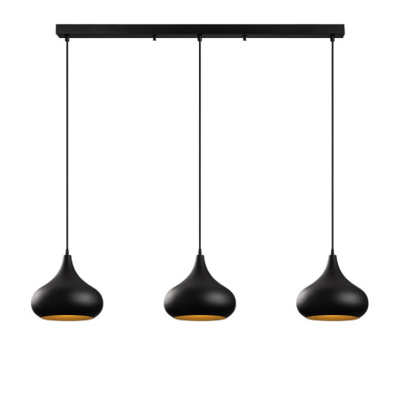 Suspension Luminaire en métal noir - 140 x 30 x H 38-126 cm - Hauteur réglable - 3 x E27 Max 40W - IP20