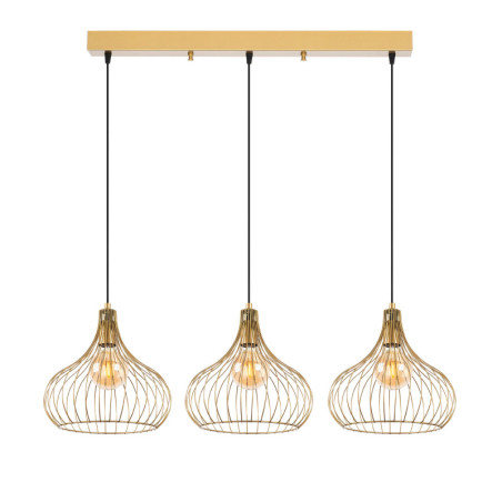 Suspension Luminaire en métal doré largeur 76 cm 3 lumières E27 max 40 W Moderne