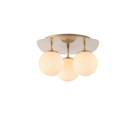 Suspension Luminaire en métal et verre doré largeur 37 cm 3 lumières E14 max 40 W Moderne