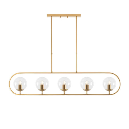 Suspension Luminaire en métal et verre doré largeur 122 cm 5 lumières E14 max 15 W Contemporain