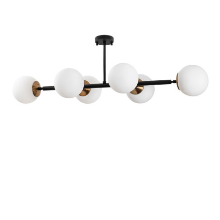 Suspension Luminaire en métal et verre noir antique et crème largeur 110 cm 6 lumières E14 max 40 W Industriel