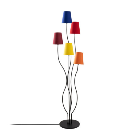 Lampadaire Lampe sur pied en métal et tissu multicolore hauteur 160 cm 5 lumières E14 max 40 W Moderne