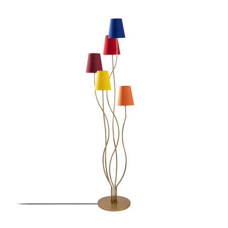 Lampadaire Lampe sur pied en métal et tissu multicolore hauteur 160 cm 5 lumières E14 max 40 W Moderne