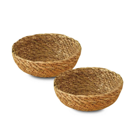 Panier de rangement Corbeille lot de 2 en jute beige 13 x 13 x 5 cm