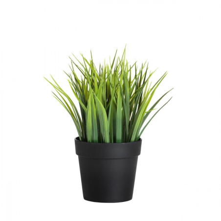 Pot décoratif Objet déco en plastique noir et vert hauteur 21 cm