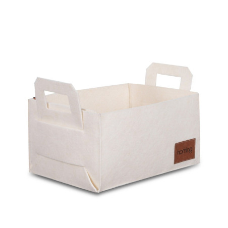 Panier de rangement Corbeille en feutre crème 30 x 20 x 15 cm