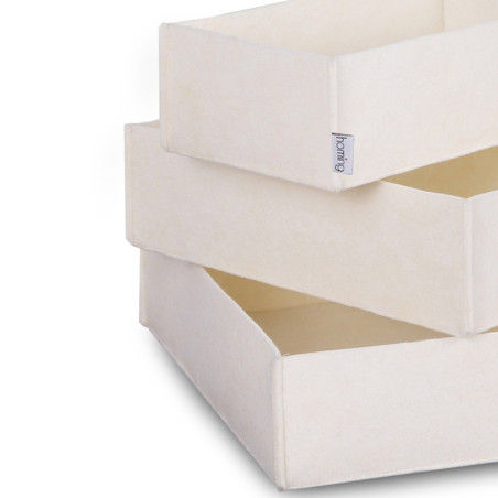 Organisateur de bureau Lot de 3 en feutre crème dimension principale 32 cm