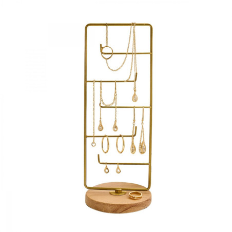 Porte-bijoux Organisateur en métal et bois finition antique diamètre 15 cm hauteur 45 cm