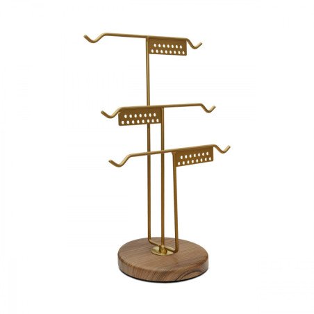 Porte-bijoux Organisateur en métal doré diamètre 25 cm hauteur 39 cm