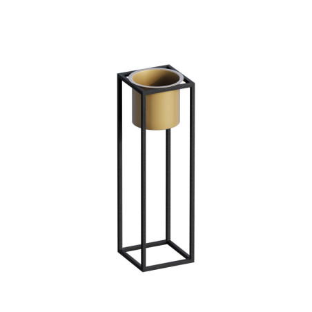 Pot décoratif Cache-pot en métal noir et doré 15 x 50 x 15 cm diamètre 12 cm