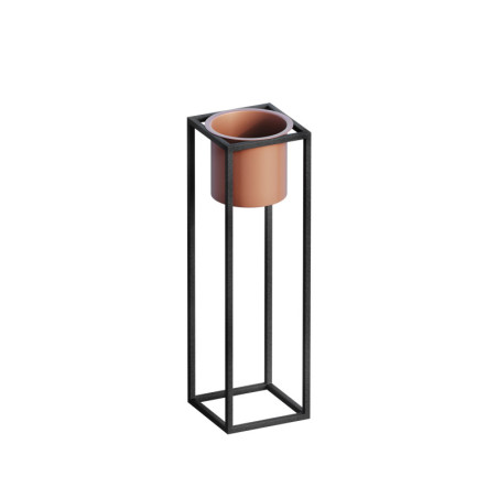 Pot décoratif Cache-pot en métal noir et cuivré 15 x 50 x 15 cm diamètre 12 cm