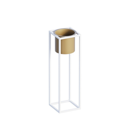 Pot décoratif Cache-pot en métal blanc et doré 15 x 50 x 15 cm diamètre 12 cm