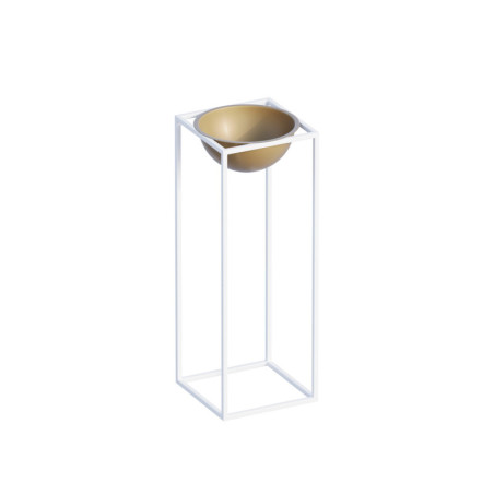 Pot décoratif Cache-pot en métal blanc et doré 22 x 60 x 22 cm diamètre 20 cm