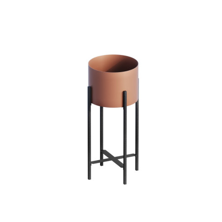 Pot décoratif Cache-pot en métal noir et cuivré 23 x 48 x 23 cm diamètre 20 cm