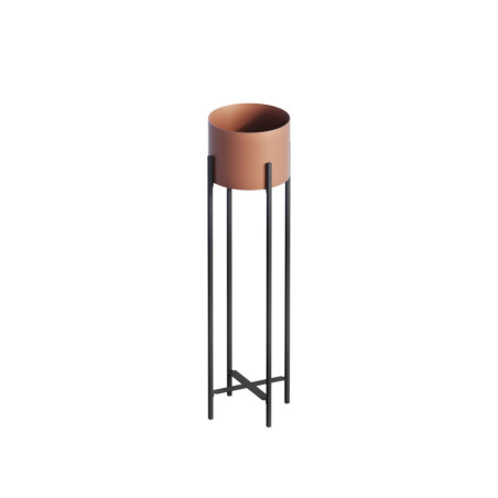 Pot décoratif Cache-pot en métal noir et cuivré 23 x 78 x 23 cm diamètre 20 cm