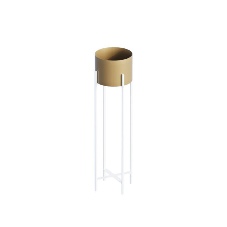 Pot décoratif Cache-pot en métal blanc et doré 23 x 78 x 23 cm diamètre 20 cm