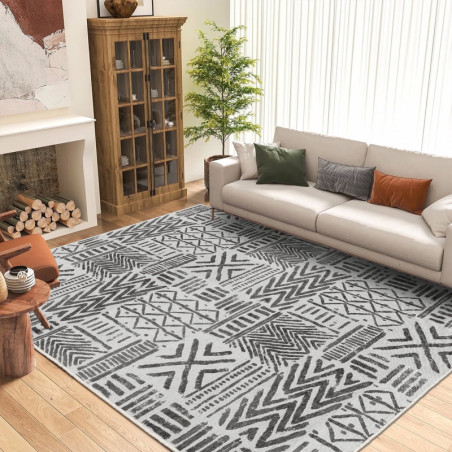 Tapis Moquette en polyester Gris 60 x 100 cm antidérapant poils 5 mm