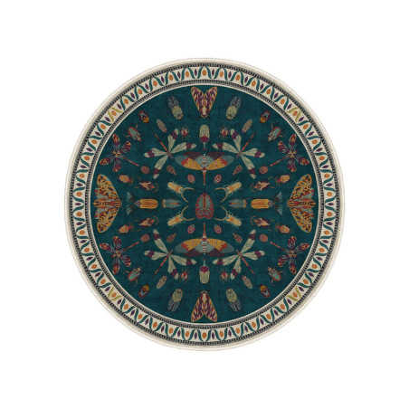 Tapis Moquette en polyester Bleu 90 x 90 cm antidérapant poils 5 mm