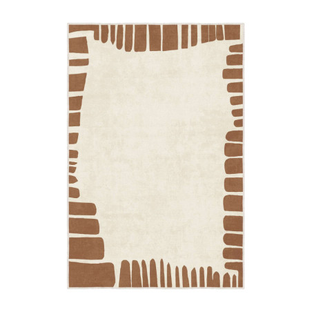 Tapis Moquette en polyester marron 80 x 150 cm antidérapant poils 5 mm