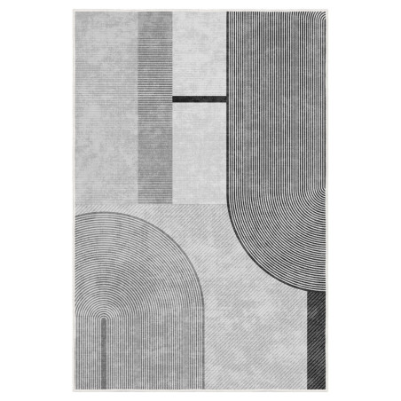 Tapis Moquette en Polyester Gris 100 x 150 cm Poils 5 mm Dos PVC Antidérapant