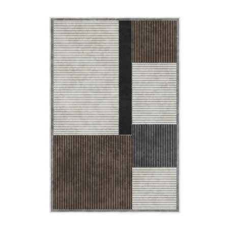 Tapis Moquette en Polyester Gris 100 x 150 cm Poils 5 mm Dos PVC Antidérapant