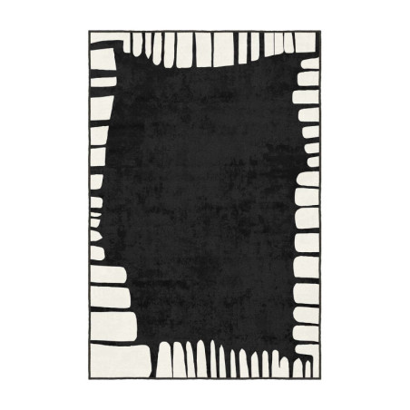 Tapis Moquette en Polyester Noir 100 x 300 cm Poils 5 mm Lavable en Machine
