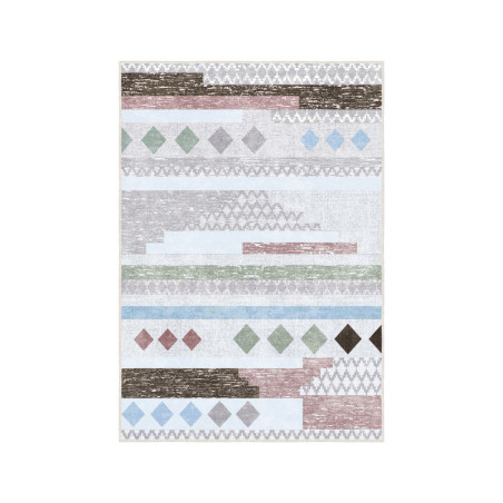 Tapis Moquette en Polyester Multicolore 140 x 220 cm Poils 5 mm Dos PVC Antidérapant