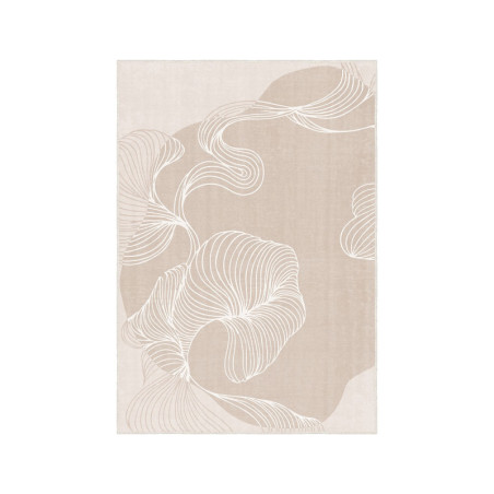 Tapis Moquette en Polyester Crème 140 x 220 cm Poils 5 mm Dos PVC Antidérapant