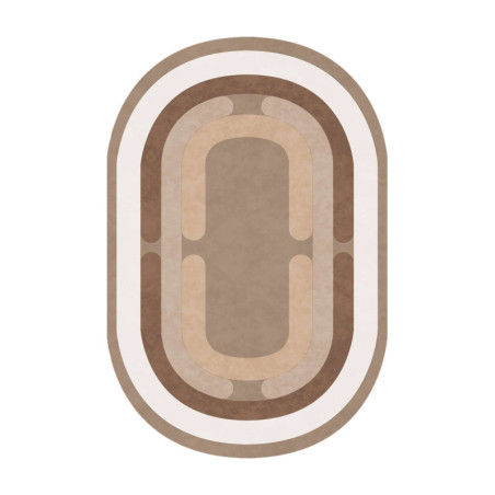 Tapis Moquette en Polyester Marron Ovale 160 x 230 cm Poils 5 mm Dos PVC Antidérapant