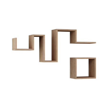 Étagère murale Rangement mural en bois MDF mélaminé chêne largeur 116 cm 2 éléments