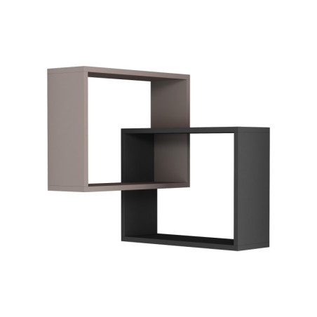 Étagère murale Rangement mural en bois MDF mélaminé moka clair et anthracite largeur 68 cm style moderne