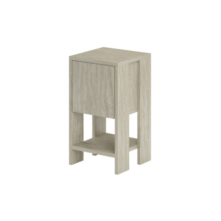 Table de chevet Table de nuit en bois MDF mélaminé effet travertin largeur 30 cm avec tiroir pivotant