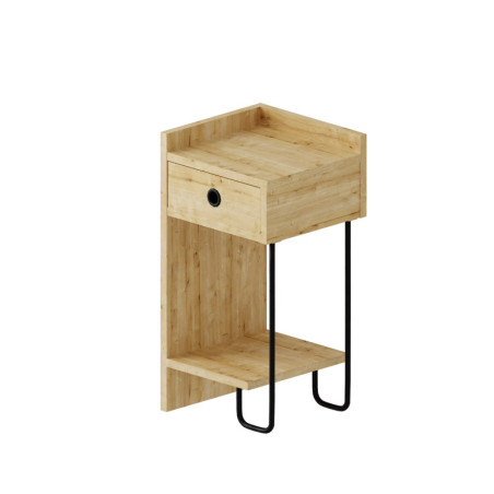 Table de chevet Table de nuit en bois MDF mélaminé chêne largeur 32 cm ouverture à gauche