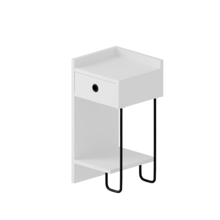 Table de chevet Table de nuit en bois MDF mélaminé blanc largeur 32 cm ouverture à gauche