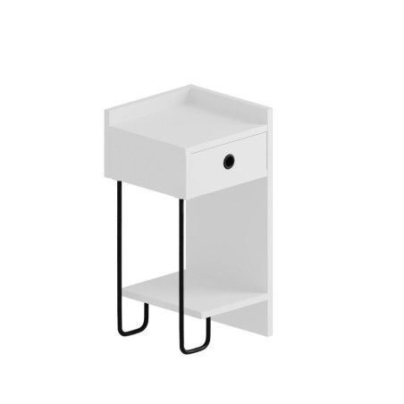 Table de chevet Table de nuit en bois MDF mélaminé blanc largeur 32 cm ouverture à droite