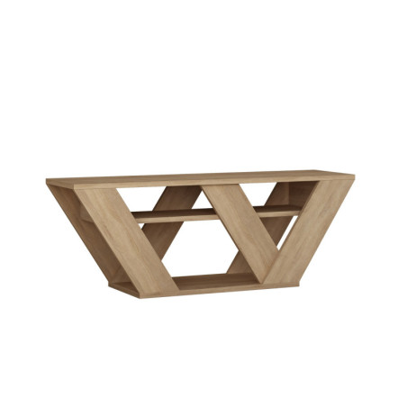Meuble TV Banc TV en bois MDF mélaminé chêne largeur 110 cm avec étagère style moderne