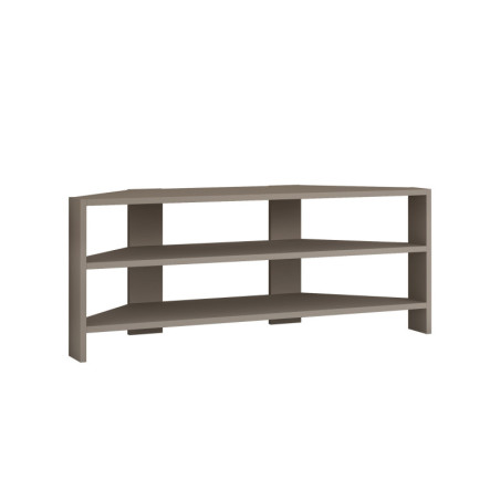 Meuble TV dangle Banc TV en bois MDF mélaminé moka clair largeur 114 cm avec étagères style moderne