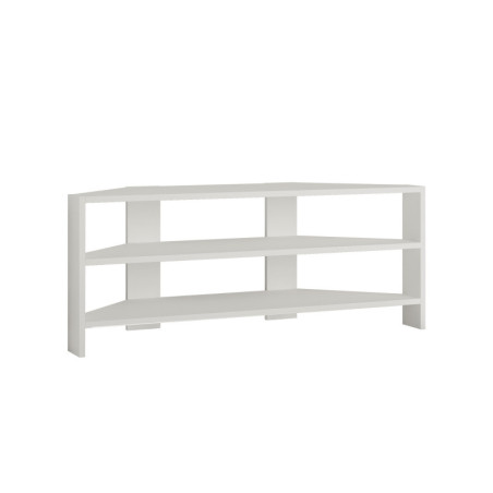 Meuble TV dangle Banc TV en bois MDF mélaminé blanc largeur 110 cm avec étagères