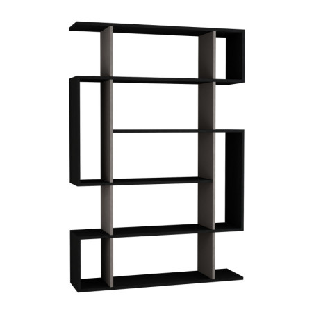 Bibliothèque Étagère de rangement en bois MDF mélaminé anthracite et marron clair largeur 110 cm hauteur 161 cm