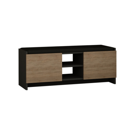 Meuble à chaussures Rangement chaussures en bois MDF mélaminé anthracite et chêne largeur 110 cm style moderne