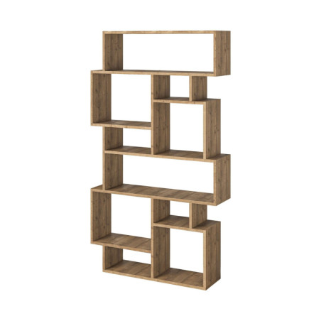 Bibliothèque Étagère de rangement en bois MDF mélaminé marron Hitit largeur 96 cm hauteur 168,5 cm multi-étagères