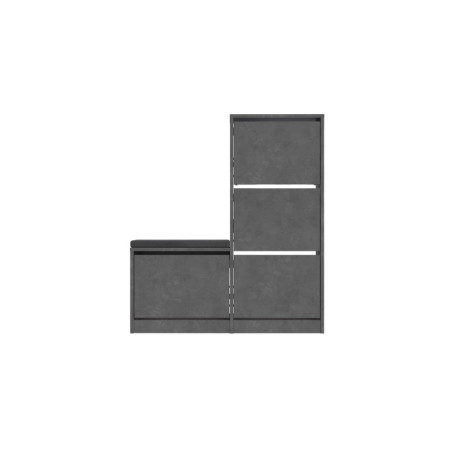 Armoire à chaussures Meuble à chaussures en bois MDF mélaminé gris largeur 105 cm hauteur 118,5 cm