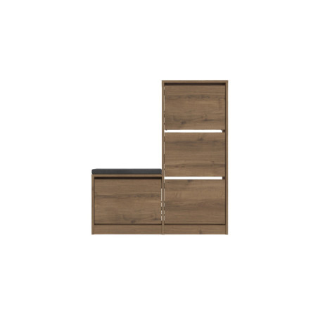 Armoire à chaussures Meuble à chaussures en bois MDF mélaminé marron Hitit largeur 105 cm hauteur 118,5 cm
