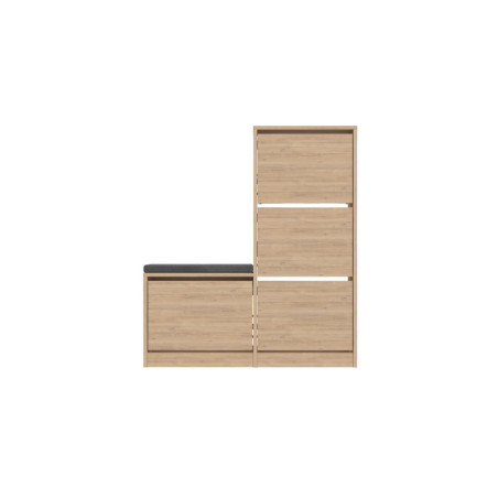 Armoire à chaussures Meuble à chaussures en bois MDF mélaminé chêne largeur 105 cm hauteur 118,5 cm