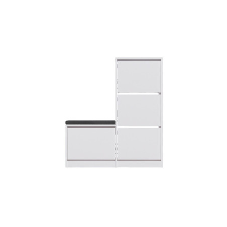 Armoire à chaussures Meuble à chaussures en bois MDF mélaminé blanc largeur 105 cm hauteur 118,5 cm