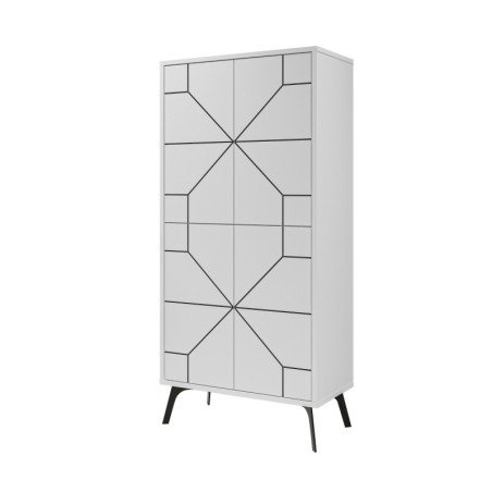 Armoire polyvalente Meuble de rangement en bois MDF mélaminé blanc largeur 62,6 cm hauteur 136 cm